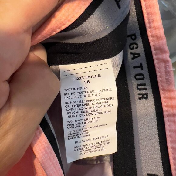 Pga Tour Men's Striped 8" Golf Shorts - Shell Pink Size 36 - Picture 10 of 10